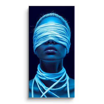 Retrato azul velado futuristic - cuadro PVC mate