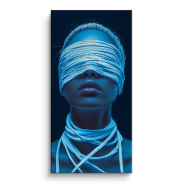 Blau verschleiert Futuristic Porträt - Leinwandbild