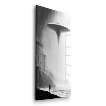 Monochrome UFO-Begegnung - Acrylglasbild