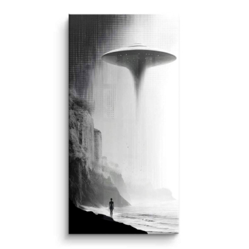 Monochrome UFO-Begegnung - PVC-Bild glänzend