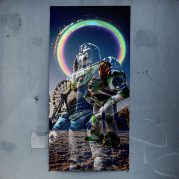 Astronaut mit Mondhalo - Poster