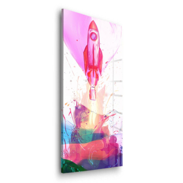 Pastellfarbener Raketenstart - Acrylglasbild