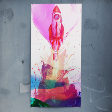 Pastellfarbener Raketenstart - Poster