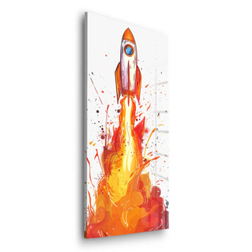 Raketenstart mit Farbspritzern - Acrylglasbild