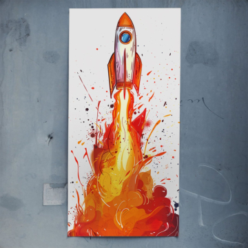 Raketenstart mit Farbspritzern - Poster