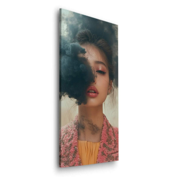Modowy portret w dymnym welonie - obraz na dibondzie matowym