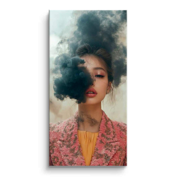 Retrato de moda con velo de humo - cuadro PVC mate