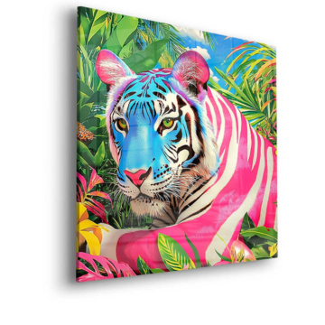 Farbenfroher Tiger im Dschungel - Acrylglasbild