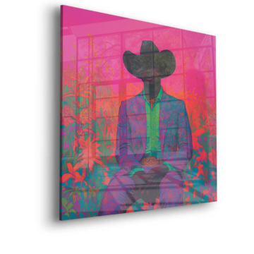 Neon Cowboy Silhouette Acrylic Glass Art