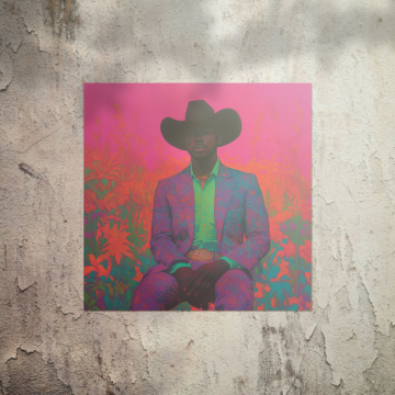 Neonowy kowboj sylwetka - plakat