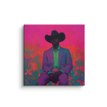 Neon-Cowboy-Silhouette - Leinwandbild