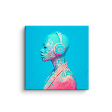 Casque audio profil pop art - tableau PVC mat