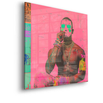 Pink Masked Pop Portrait Acrylic Glass Art