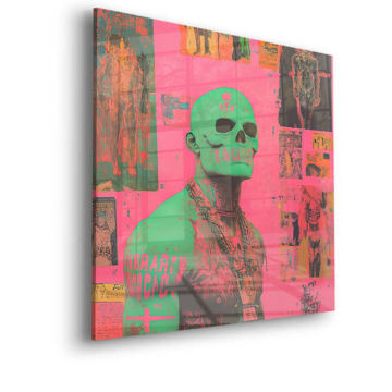 Neongrüner Totenkopf im Pop-Stil - Acrylglasbild