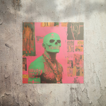 Néon vert crâne pop - poster