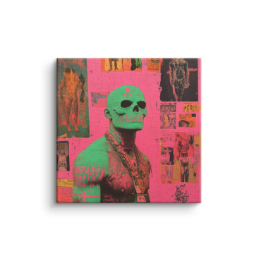 Néon vert crâne pop - tableau sur toile