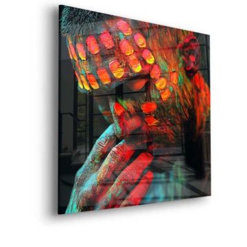 Visage vif peint - tableau en verre acrylique