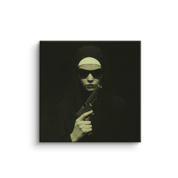 Portrait de justicier masqué armé - tableau PVC mat