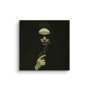 Masked Vigilante Gun Portrait Canvas Art