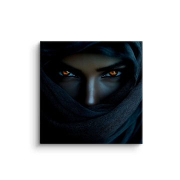 Regard mystique sous capuche - tableau PVC mat