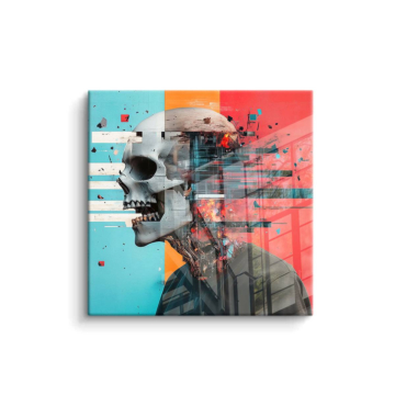 Retrato glitch calavera - cuadro PVC brillante