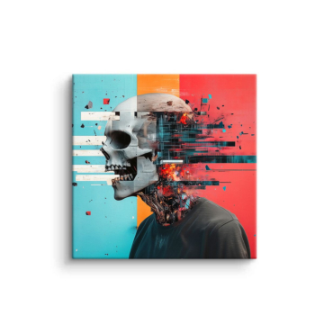 Glitch-Totenkopf-Porträt - PVC-Bild matt