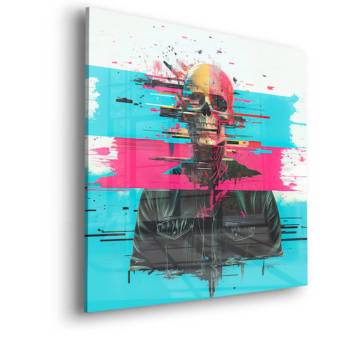 Neon-Glitch-Schädel - Acrylglasbild