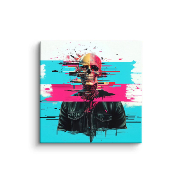 Neon-Glitch-Schädel - PVC-Bild matt