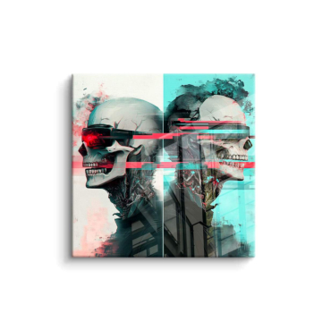 Calavera cyberpunk double - cuadro PVC brillante