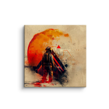 Roter Sonnenhorizont mit Astronaut - Leinwandbild