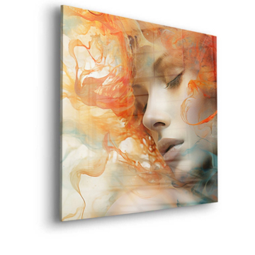 Soft Floral Woman Profile Acrylic Glass Art