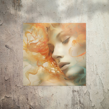 Soft Floral Woman Profile Poster Art