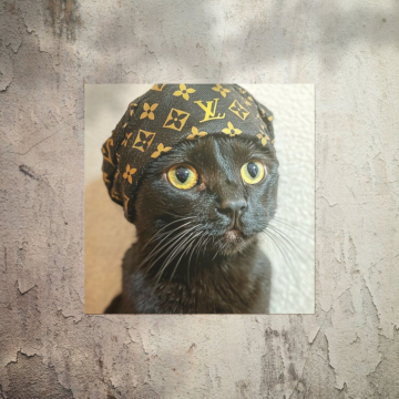 Schwarz Katze inspiriert von Louis Vuitton - Poster