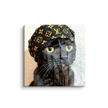 Gato negro inspirado en Louis Vuitton - cuadro PVC brillante