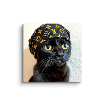 Schwarz Katze inspiriert von Louis Vuitton - PVC-Bild matt