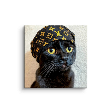 Louis Vuitton Inspired Black Cat Canvas Art