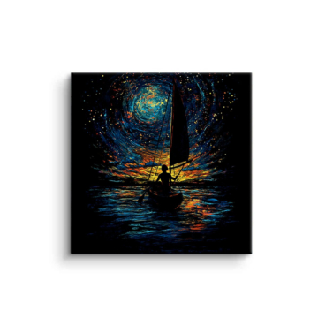 Sailboat Under Starry Moon Canvas Art
