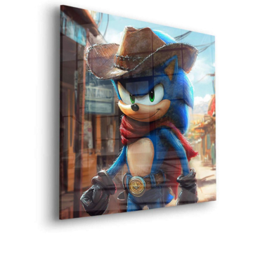 Sonic Inspired Cowboy Acrylic Glass Art