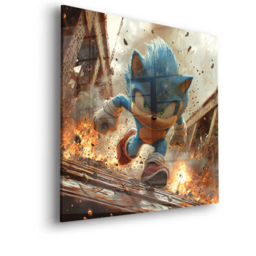 Sonic Inspired Speed Burst Acrylic Glass Art