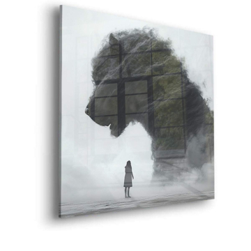 Riesiger Wolf in nebliger Landschaft - Acrylglasbild