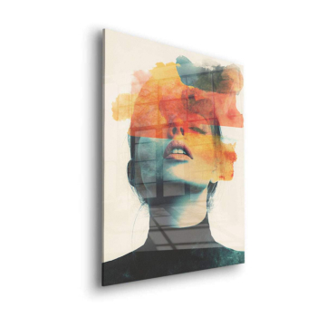 Abstrakt gemaltes Porträt - Acrylglasbild