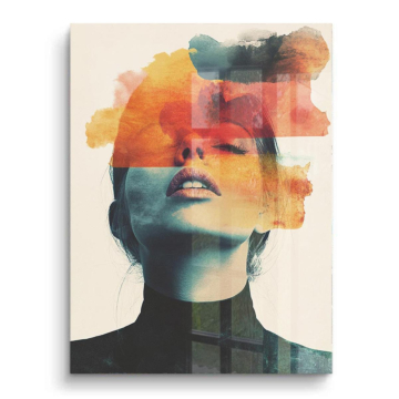 Retrato abstracto pintado - cuadro PVC brillante