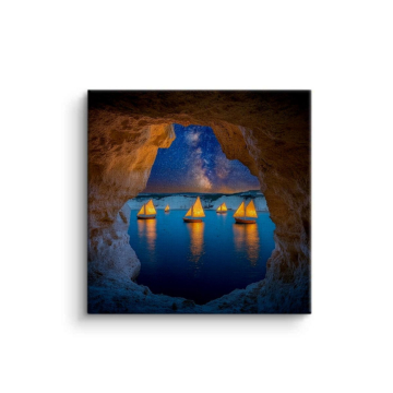 Cave See Sonnenuntergang Ansich - Leinwandbild