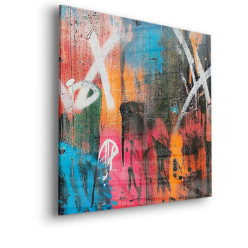 Abstracto colorido con grafiti - cuadro en vidrio acrílico