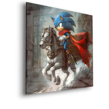 Sonic Inspired Horseback Hero Acrylic Glass Art