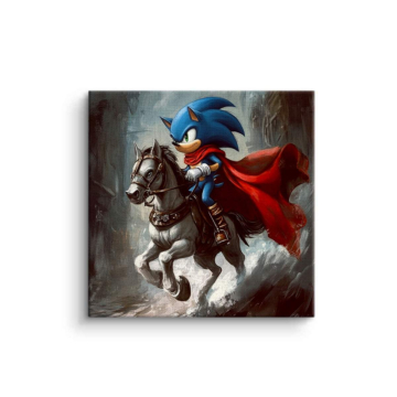 Sonic Inspired Horseback Hero Canvas Art