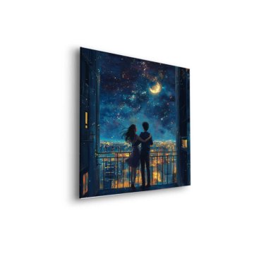 Pareja bajo starry cielo - cuadro Dibond mate