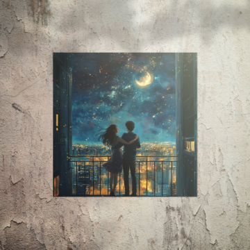 Couple Under Starry Sky Poster Art