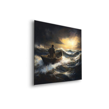 Orageux sea bateau - tableau Dibond mat