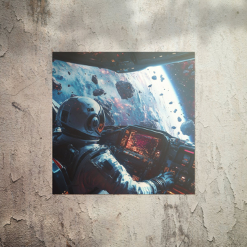 Astronaute cockpit espace vue - poster